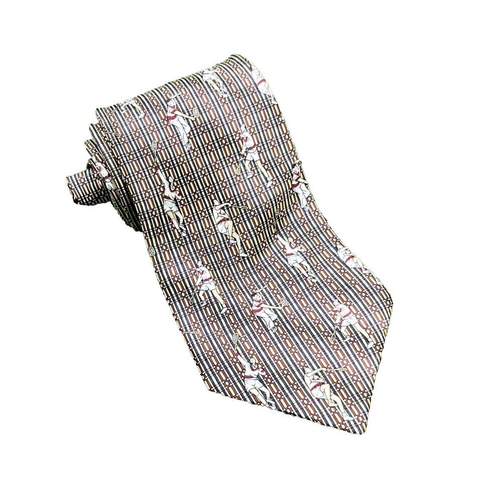 Tommy Hilfiger Men's Necktie Tennis Players 100% Italian Silk Tie Made in USA